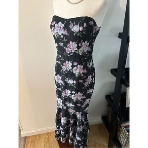 Fashion nova strapless floral dress low to high size medium long maxi dress